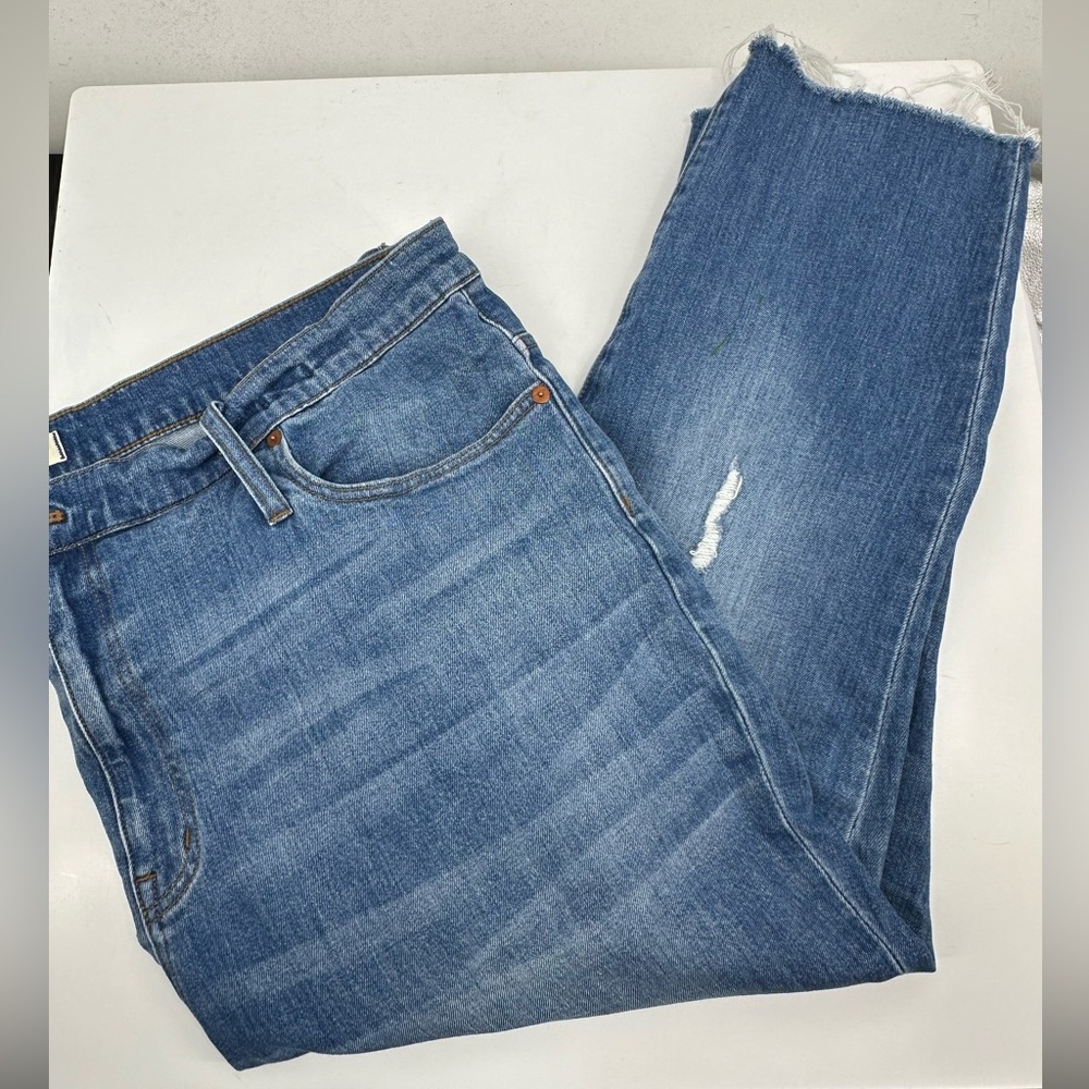 Madewell High Rise Slim Cropped Boyjean Distressed Jeans Womens 36 | Q200